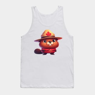 Cute Canadian Mountie Beaver Illustration Tank Top